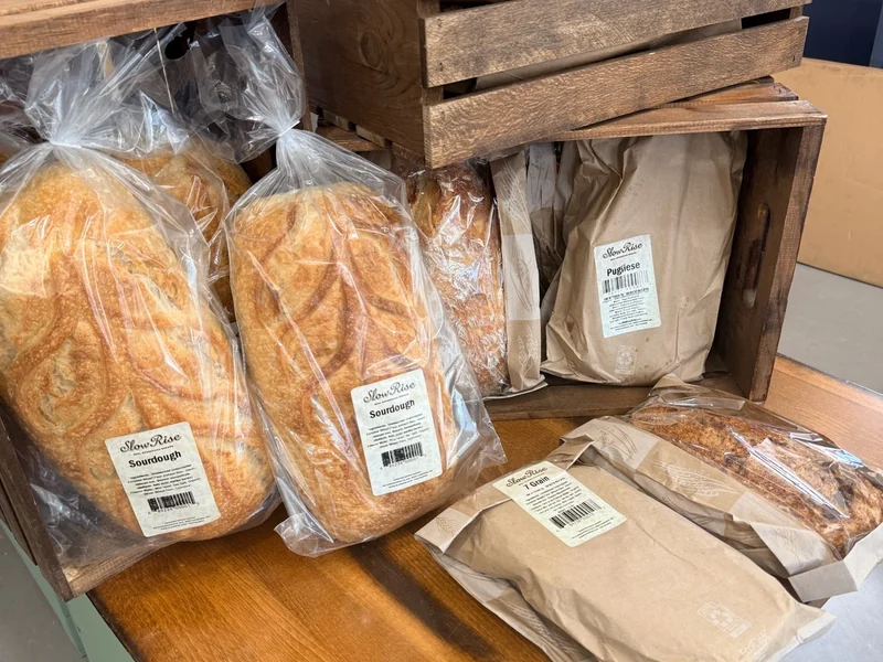 Slow Rise sourdough and Pugliese loaves from Nashoba Brook Bakery